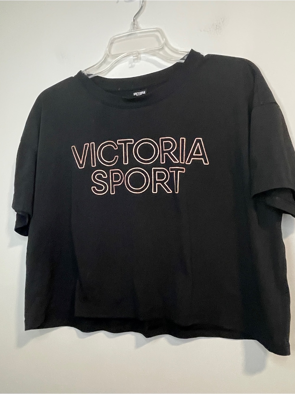 Victoria Sport Black Cropped Logo Tee